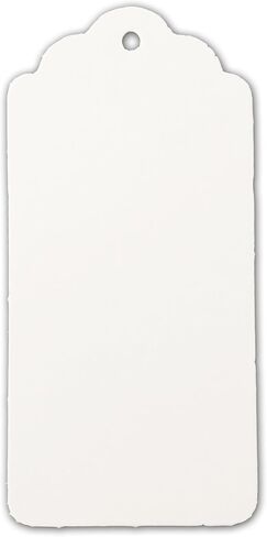 LWR CRAFTS 100 Hang Tags Scalloped Top Rectangle with Jute Twines 100ft (2 3/4" x 1 9/16", Yellow) in Saudi Arabia