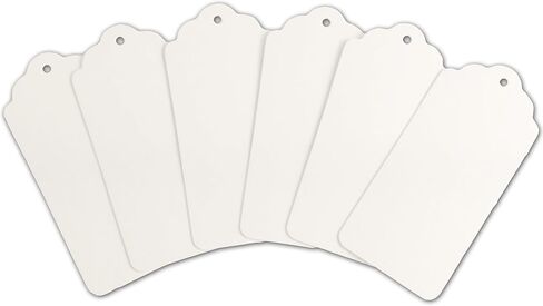 LWR CRAFTS 100 Hang Tags Scalloped Top Rectangle with Jute Twines 100ft (2 3/4" x 1 9/16", Yellow) in Saudi Arabia