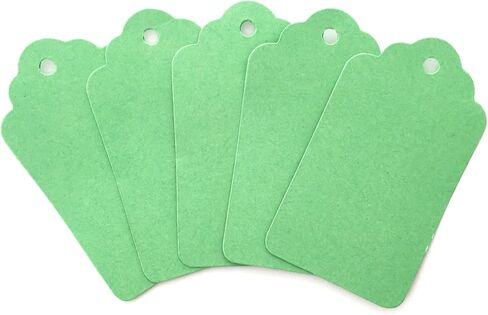 LWR CRAFTS 100 Hang Tags Scalloped Top Rectangle with Jute Twines 100ft (2 3/4" x 1 9/16", Yellow) in Saudi Arabia