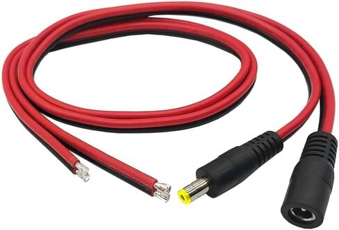 (Real 18awg) 1 أزواج 12V 5A DC Power Powtail Barrel Coll Cable Cable ، 2.1mm × 5.5 مم أنثى موصلات DC DC للكاميرا الأمنية CCTV ومحول إمدادات الطاقة 12 فولت (1 ذكر+1 أنثى) in Kuwait