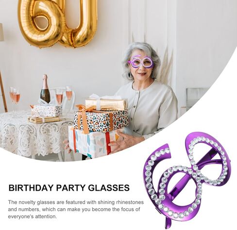 زوج واحد من نظارات عيد الميلاد من SHOWERORO، نظارات أرجوانية من حجر الراين للديكور من حجر الراين، نظارات لعيد الميلاد in Kuwait