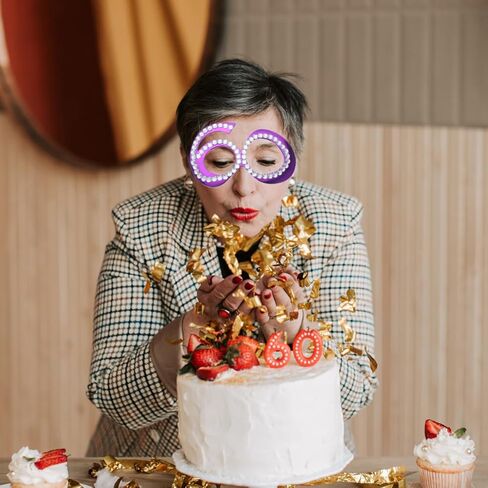 زوج واحد من نظارات عيد الميلاد من SHOWERORO، نظارات أرجوانية من حجر الراين للديكور من حجر الراين، نظارات لعيد الميلاد in Kuwait