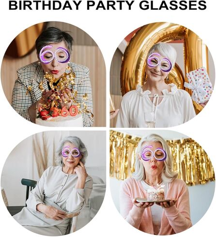 زوج واحد من نظارات عيد الميلاد من SHOWERORO، نظارات أرجوانية من حجر الراين للديكور من حجر الراين، نظارات لعيد الميلاد in Kuwait