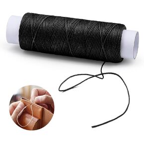 0.8 mm 54 Yards Round Waxed Thread, Waxed Thread for Leather Sewing, Leather Thread Wax String, Leather Thread for Sewing, Stitching, Bookbinding, Bracelet, Braiding (Black)