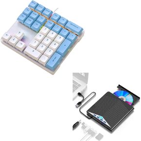 Wired Mechanical Numpad & 7-in-1 External CD/DVD Drive for Laptop