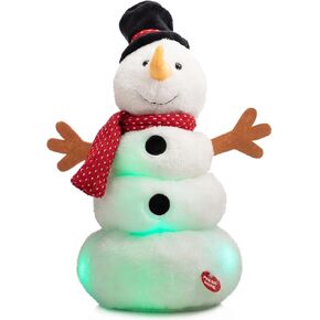 HollyHOME Animated Santa Claus Christmas Plush Toy Musical Santa Plush with LED Lights Xmas Gift Holiday Musical Decoration 14 Inch