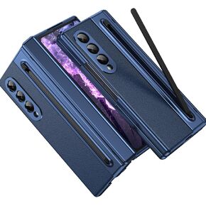 for Samsung Galaxy Z Fold 4 Case with [S Pen] [with Screen Protector & Hinge Protective] Leather Back Case, Protective Phone Case for Samsung Galaxy Z Fold 4 5G Phone Case with S Pen Black