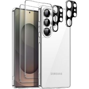 JETech 5 in 1 Case for Samsung Galaxy S25 Ultra 5G with 2-Pack Each Tempered Glass Screen Protector and Camera Lens Protector, Non-Yellowing Shockproof Bumper Phone Cover (Titanium Gray)