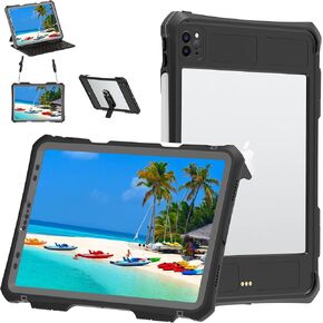 ShellBox Case for iPad 10.2 9th/8th/7th,Full-Body Protective Case,with Magnetic Pencil Holder,Keyboard Interface,IP68 Waterproof Case for iPad 10.2 Inch 2019-2021 (Black)