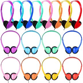 10 Pack Bulk Classroom Headphones for School Students Kids Wholesale Headphones Class Set with 3.5mm Jack for Chromebook Laptop PC Computer (Mixed Colors)