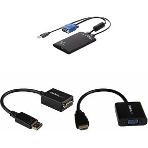 Bundle of StarTech.com Crash Cart Adapter – Portable Laptop USB 2.0 to KVM Console (NOTECONS01) + StarTech.com 1080p Active DisplayPort to VGA Adapter + StarTech.com 1080p 60Hz Active HDMI to VGA
