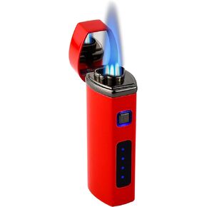 Pardo Cigar Torch Lighter - Electric Lighters Rechargeable with Triple Jet Flame, Refillable Butane, Adjustable Windproof Design, Includes Micro USB Charging Cable - Ideal Cigar Lighter in Ice Silver