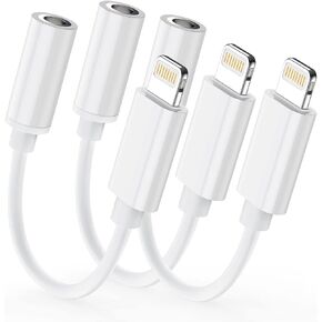 Apple MFi Certified 3 Pack Lightning to Headphone Jack Adapter, Lightning to 3.5mm AUX Audio Dongle Headphone Adapter Compatible with iPhone 14 13 12 11 XS XR X 8 7 iPad iPod