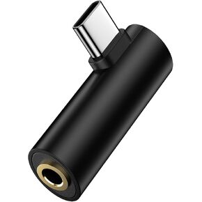 USB C to 3.5mm Headphone Jack Adapter for Samsung Galaxy A16 A35 S25 Ultra S25 Plus A36 A56 A26 A55 S24 FE S23 Z Fold Flip 6, Android Phone Right Angle Type C to Aux Audio Adapter Headphone Adapter
