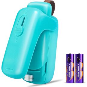 Mini Bag Sealer, Bag Sealer Heat Seal with Cutter, 2 in 1 Heat Sealer Portable Resealer Machine for Chip Bags, Plastic Snack Bags Food Storage (Batteries Included)