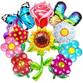 11Pcs Spring Decorations Foil Balloons,Colorful Spring Balloons Set includes Flower Balloon, Butterfly Balloons Daisy Balloons,Colorful Flower balloons for Spring Party Decorations