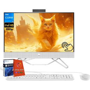 HP All in One Desktop Computers, 23.8-inch IPS FHD+ Touch Screen, Intel i3-1215U Up to 4.40 GHz, 64 GB RAM, 2 TB SSD, Intel UHD Graphics, Wi-Fi 5, Windows 11 Pro & Office Pro 2024 Lifetime License