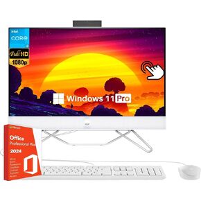HP All-in-One Desktop Computer, 23.8 inch FHD Touchscreen, with MS Office 2024, Intel i3-1215U Processor, 32 GB RAM, 1 TB SSD, Intel UHD Graphics, FHD IR Webcam, Windows 11 Pro, Wired KB & Mouse