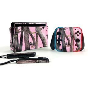 MightySkins Glossy Glitter Skin Compatible with Nintendo Switch OLED - Pink Tree Camo | Protective, Durable High-Gloss Glitter Finish | Easy to Apply and Change Styles | Made in The USA