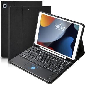 SOPPY Bluetooth Keyboard Case with Touchpad for iPad 9th Gen 2021, 8th Gen 2020, 7th Gen 2019 10.2", Air 3 & Pro 10.5", Detachable Wireless Keyboard, Slim Protective Cover, Rechargeable, Black