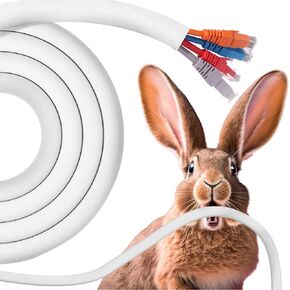 Poen 3 Pack Heavy Duty Cord Cover from Small Pets No Chew, 30ft Cord Protectors in Total, Easy to Use, Durable Electrical Cable Management Sleeve for Rabbits, Dogs, Cats and Other Animals, White