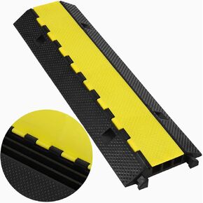 3 Large Channel Rubber Cable Ramp Cable Protector Ramps, 28000 Lbs Load Capacity Heavy Duty Traffic Speed Bump Cable Cord Cover Ramp Wire Hose Protective for Driveway Indoor Outdoor, 1 Pack