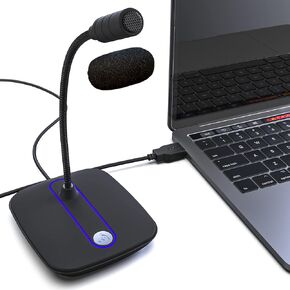 KLIM C4 Computer Microphone with Mute Button - USB Mic for Computer and Console - Professional Desktop Microphone with High Definition Audio - USB Microphone Compatible PC Mac PS4 PS5 - New