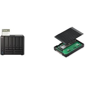 QNAP 9-Bay NAS with 10GbE, M.2 PCIe 4.0 to U.2 PCIe NVMe SSD Adapter, AMD Ryzen V1500B Quad-Core 2.2GHz 32GB RAM
