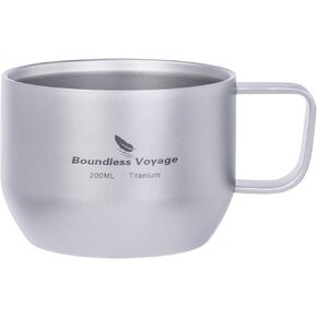 Boundless Voyage 200ml Titanium Double Wall Mug Metal Coffee Tea Cup Mini Espresso Cup Outdoor Camping Travel Ultralight Durable Portable Drinkware