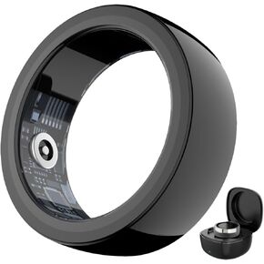 2025 New Smart Ring Health Tracker, Fitness Ring with Sleep Tracker/Heart Rate/Blood Oxygen/Steps/Calories/Distance, No Subscription Fee, IP68 Waterproof Smart Ring with Charging Case - Black Size 9