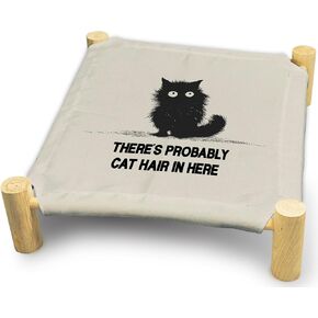 Cat Hammock Bed, There's Probably Cat hair in Here Cat Beds, Wooden Cat Beds for Indoor Cats, Small Dog Bed, Breathable Indoor Cat Bed for All Seasons, Pet Beds, Pet Sleeping Beds, Black Cat Bed