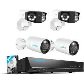 REOLINK Dual View PoE Camera - IP Security Camera System, RLC-81MA with 109° 4K View, Duo 2 PoE with 180 Degree Viewing Angle, 2X RLC-81MA and 2X Duo 2 PoE Bundle 1x RLN8-410 NVR
