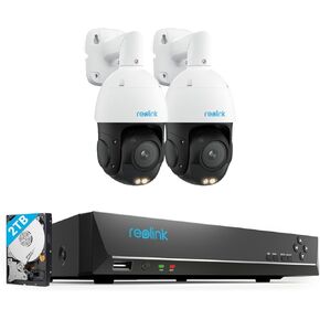 REOLINK 4K PTZ Surveillance System, 2Pcs 4K PoE Security Cameras with 3D 5X Optical Zoom RLC-823S1 Bundle with 8CH NVR RLN8-410, Secure 24/7 Local Storage, Auto Tracks, Human/Vehicle/Pet