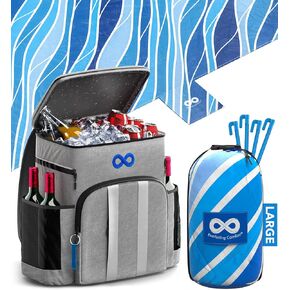 Everlasting Comfort Beach Blanket & Cooler Backpack Bundle - Chill Out in Style with Our Beach Essentials Kit