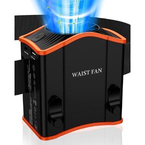 Upgraded Portable Waist Fan with Adjustable Belt,10 Times Strong Wind Waist Clip Fan with 12000mAh Battery Over 40H Working Time, Belt Fan for Outdoor Works,Camping,Travel,Fishing