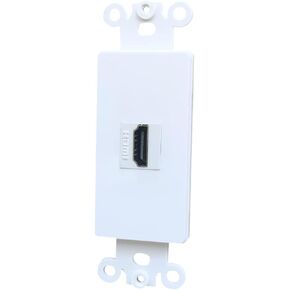 1 Port HDMI Decora Wall Plate Insert - HDMI Decorex Insert Cover Plate Female to Female for Midsize/Oversize Decorator Faceplate - White