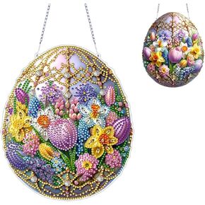 YOKUSHI Easter Tabletop Diamond Art Painting Kit, Special Crystal Egg Craft DIY Ornaments Double Sided Acrylic Desk Top Placement Decorations for Adults
