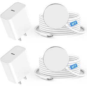 Magnetic Wireless Charger for iPhone 16 15 14, 2 Pack 6FT Long 15W Apple Fast Mag-Safe Charger with 20W USB C Fast Charging Block Compatible for iPhone 16 15 14 13 12 Pro Max/AirPods 3/2/Pro 2