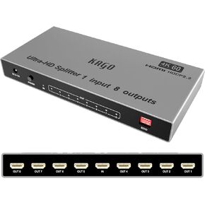 KAGO HDMI Splitter -1 in 8 Out TV Splitters Premium Quality High Resolutions Support HDMI 2.0, HDCP 2.2, 18 Gbps 4K@60Hz 2k@120Hz 36-Bit Deep Color UltraHD,Plug&Play