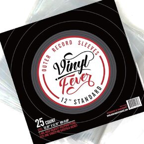 Vinyl Fever Record Sleeves [25 Pack] - Crystal Clear Outer Album Covers - Durable 3 Mil Thick Polypropylene Vinyl Sleeves for 12 Inch Lps and Archival Album Storage | 12.75"x12.75" Perfect Fit Sleeves