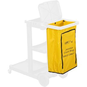 Restaurantware-Janitor CART Bag ONLY: Clean Tek Professional 16.93 x 10.63 x 29.53 Inch Janitorial Cart Bag, 1 Heavy-Duty Bag - Janitor Cart Sold Separately, Durable, Yellow Plastic Replacement Bag