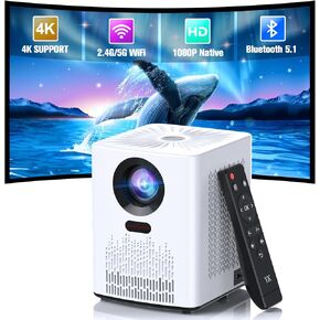 Projector with 5G WiFi and Bluetooth,Full HD 4K 20000L Movie Projectors with Mini Tripod,Portable Movie Outdoor Projector for Home Theater,Compatible with Phone/Laptop/TV Stick/PS5/USB
