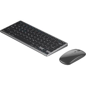 Portable Wireless Keyboard and Mouse Combo, Bluetooth 3.0/5.0/2.4G, Multi-Device pc,Laptop,Phone,Windows,iOS,Android Compatible, Rechargeable,78KEY (Gray)