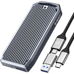 ORICO USB4 40Gbps M.2 SSD Enclosure, Supports Up to 8TB M.2 NVMe SSDs, Finned Aluminum Alloy Case, USB-C to USB-A&C 2-in-1 Cable, Plug and Play, Compatible with Thunderbolt 3/4, USB 3.2/3.1/3.0- M2V01