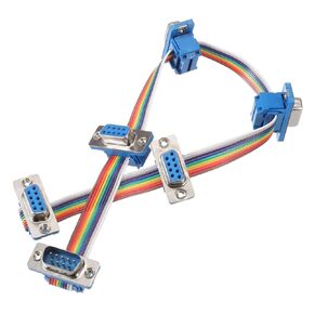 MECCANIXITY IDC Rainbow Wire Flat Ribbon Cable DB9 13.8 Inch Length 2.54mm Pitch Breadboard Jumper Wires RS485 RS232 Extension Cable for Electronic Projects Multi-Port Parallel Hub