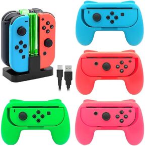 FYOUNG Hand Grips and Charging Dock for Nintendo Switch Joy Cons, Charging Station for Nintendo Switch with a USB Type-C Charging Cord