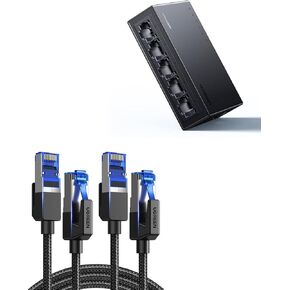 UGREEN Cat 8 Ethernet Cable 6FT Bundle with 5 Port Gigabit Ethernet Switch