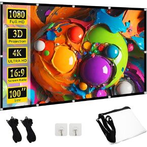 Projector Screen, TOWOND 100 inch Movie Projector Screen16:9 Foldable Portable Projector Screens for Movie Night Outdoor Indoor Support Double Sided Projection