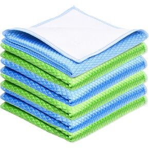 Eco-Fused Double Sided Cleaning Cloths - 6 Pack - 8 x 8 inch - Fishscale and Suede Cloth for Stainless Steel, Windows, Mirrors, Smartphones, LCD, Screens, Camera Lenses, Delicate Surfaces