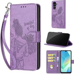 Designed for Samsung Galaxy A16 5G Case Wallet,Women Flip Folio Cover with Embossed PU Leather Stand Credit Card Holders Slots Wrist Strap Phone Case for Samsung Galaxy A16 (Blue Butterfly)